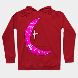 Crescent Pink Sparkly Moon Hoodie